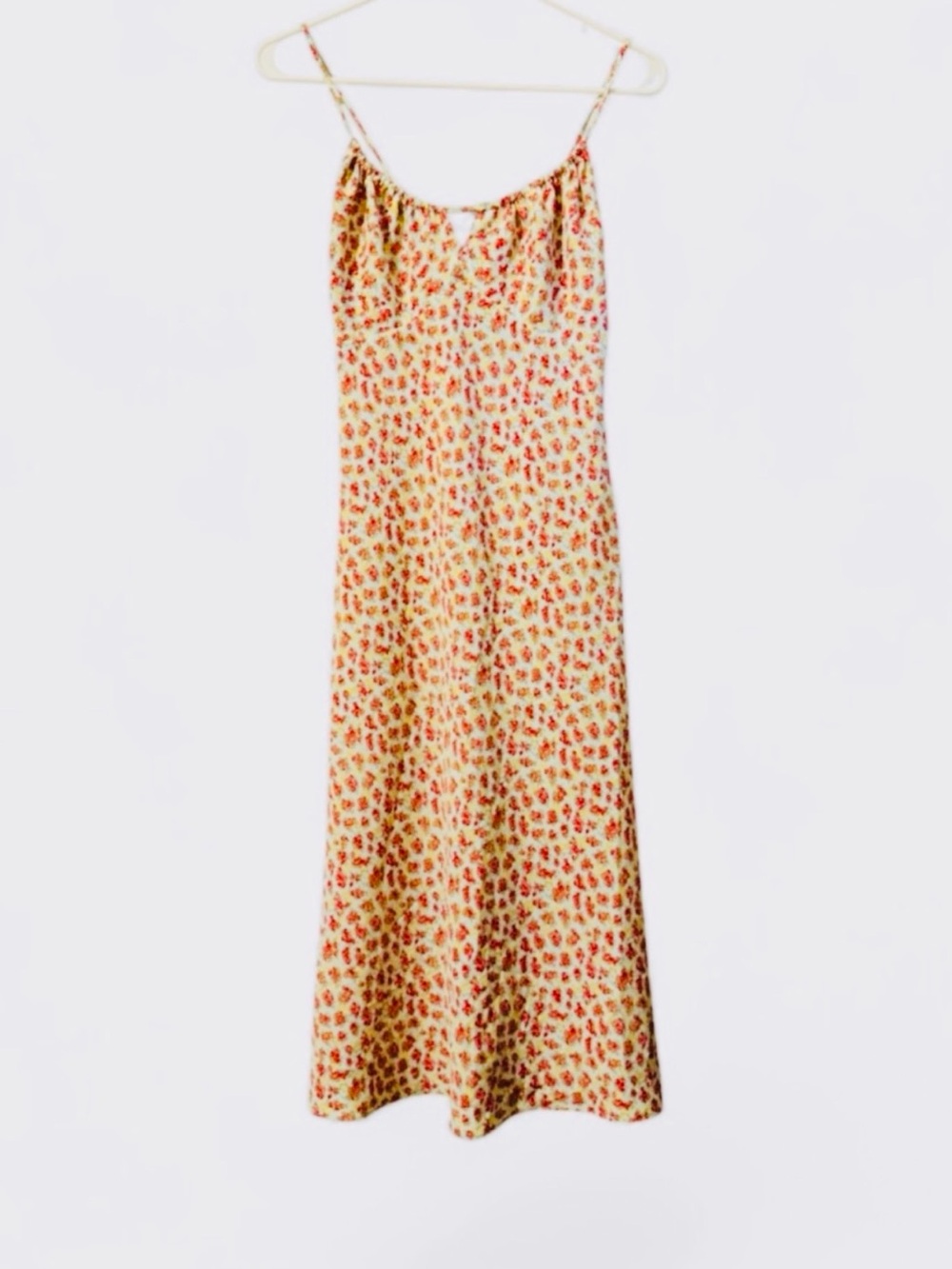 Express Vintage 90s Ditsy Floral Tie Back Slip Dress Midi 3/4 Lace Up Corset ✨